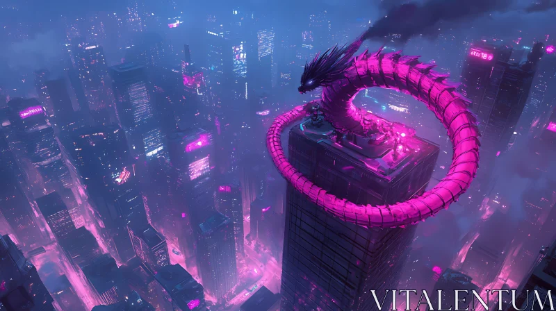 Dragon Guardian of the Cyberpunk City AI Image