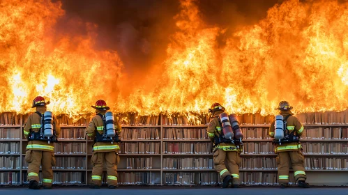 Library Ablaze with Firefighters