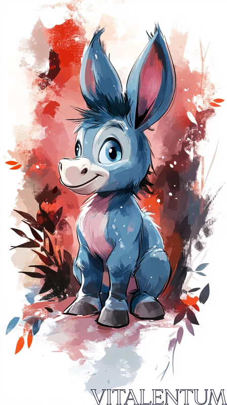 Whimsical Blue Donkey Art AI Image