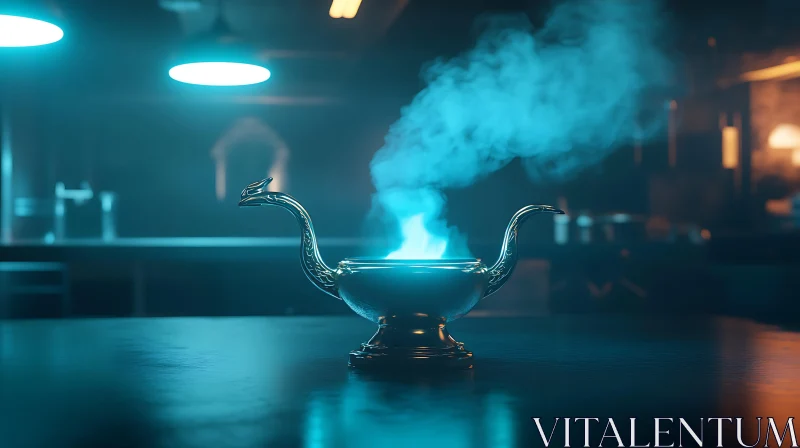 Smoking Teapot in the Dark AI Image