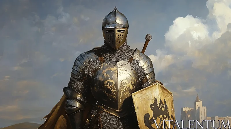 Medieval Knight with Shield AI Image