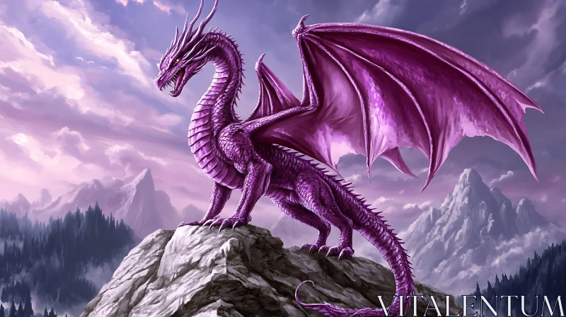 Dragon on Mountain AI Image