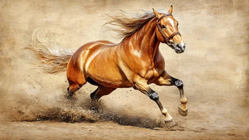 Running Horse in Sandy Terrain