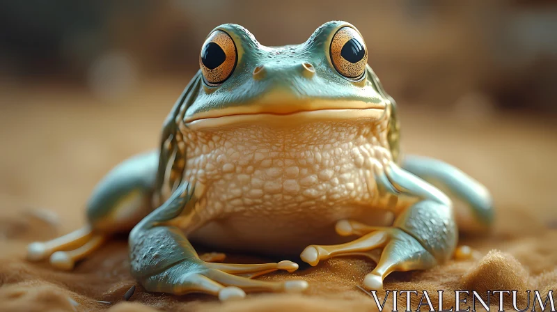 Frog Resting on Sand AI Image