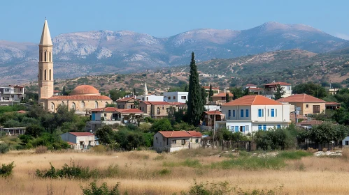 Mountain Village View with Traditional Architecture