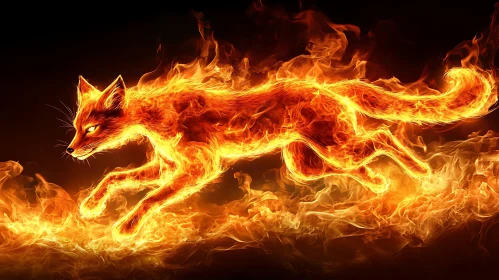 Fox Composed of Lively Flames