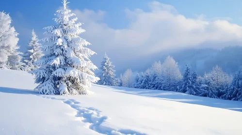 Winter Scenery with Snow-Covered Trees