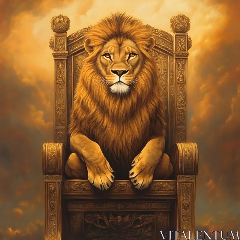 Regal Lion Portrait AI Image