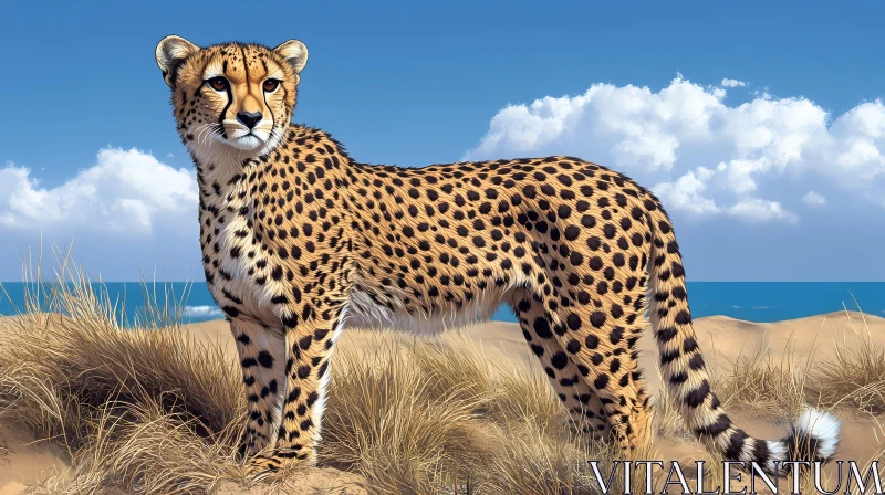 Cheetah in Natural Desert Habitat AI Image