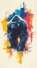 Vivid Abstract Gorilla Art
