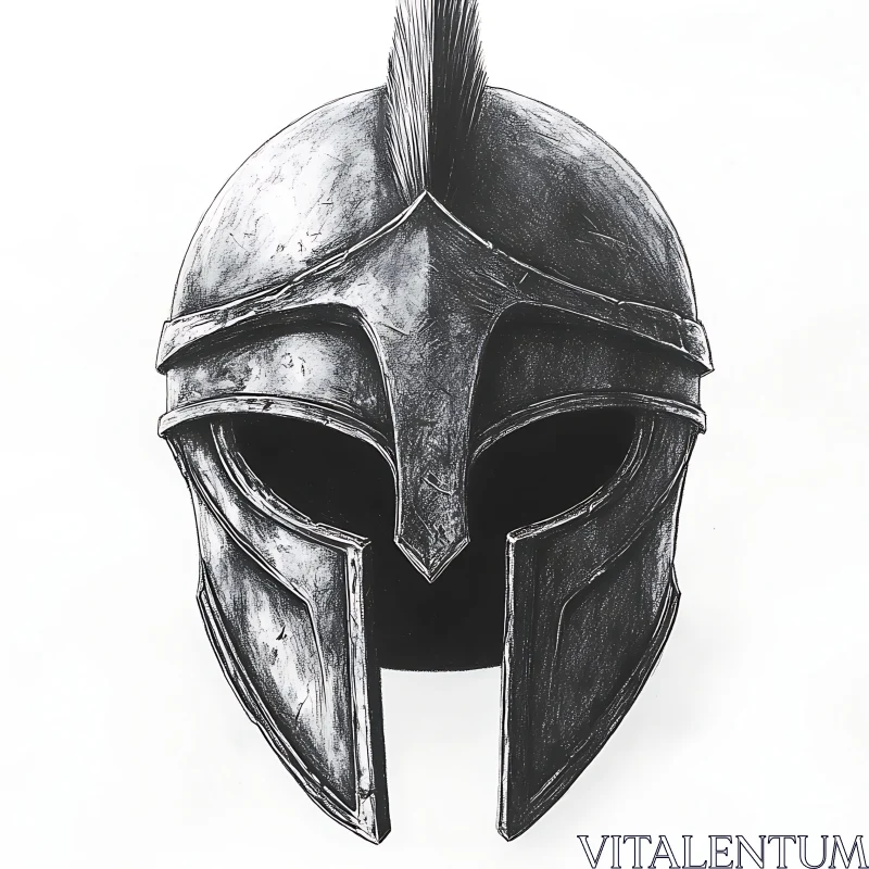 AI ART Detailed Drawing of a Spartan Helmet