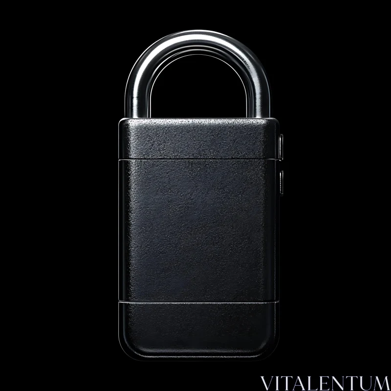 Minimalist Black Padlock with Polished Shackle AI Image