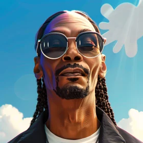 Snoop Dogg in Stylish Sunglasses with Blue Sky