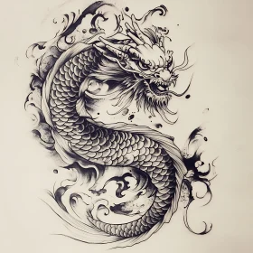 Monochrome Dragon Illustration