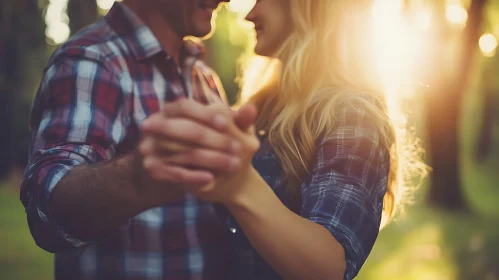 Couple Holding Hands at Sunset