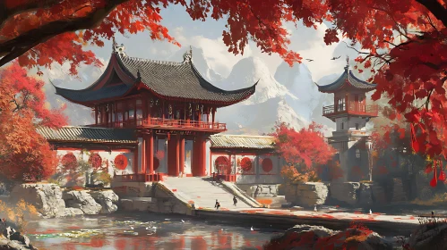 Autumnal Asian Architecture Landscape