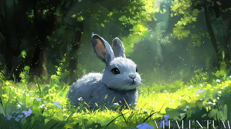 Peaceful Bunny Amidst Nature AI Image