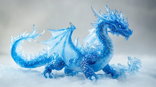 Blue Ice Dragon Sculpture