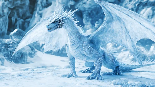 Frozen Dragon in Winter Landscape