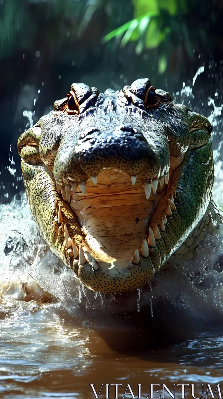 Crocodile in Action AI Image