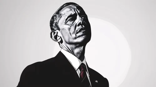 Resolute Portrait of Barack Obama in Monochrome