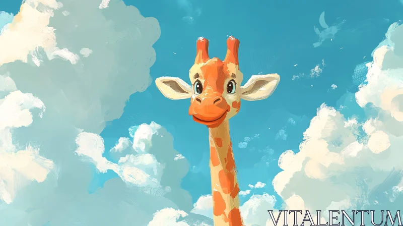 AI ART Playful Giraffe and Clouds Art