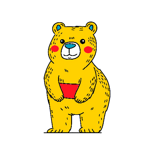 Friendly Cartoon Bear with Red Book Illustration POD Design