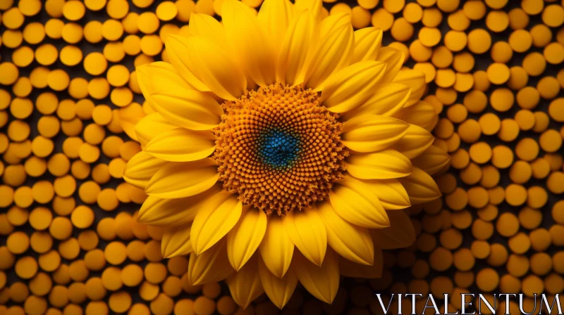 Intricate Sunflower with Circles on Black Background AI Image