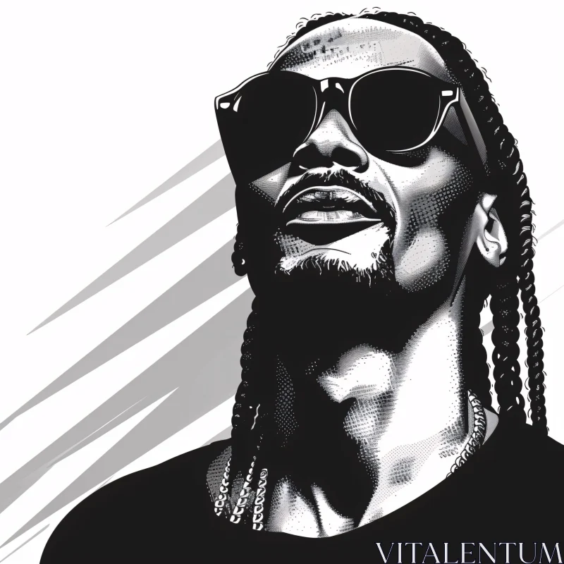 AI ART Bold Monochrome Snoop Dogg Portrait