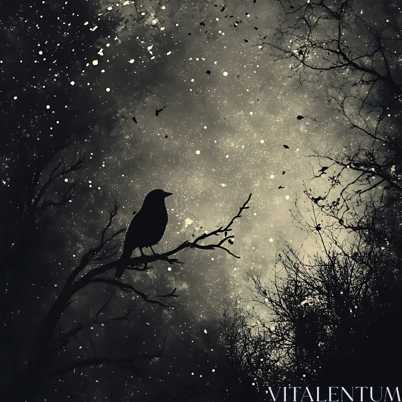 AI ART Contemplative Bird at Nightfall