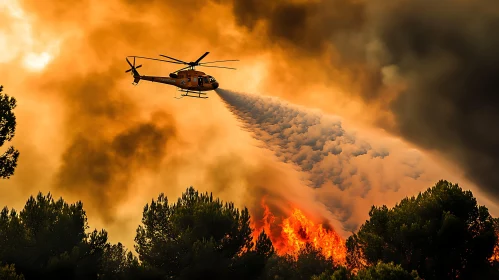 Aerial Water Drop Over Devastating Forest Fire