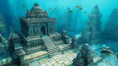 Submerged Temple in the Deep Ocean