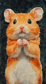 Cute Watercolor Hamster Portrait