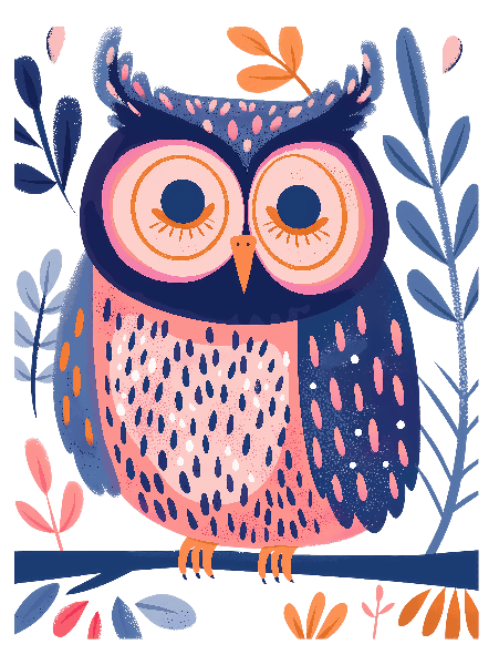 POD Design Owl Illustration Tee