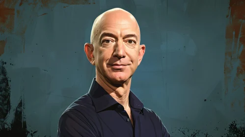 Jeff Bezos Portrait with Textured Artistic Backdrop