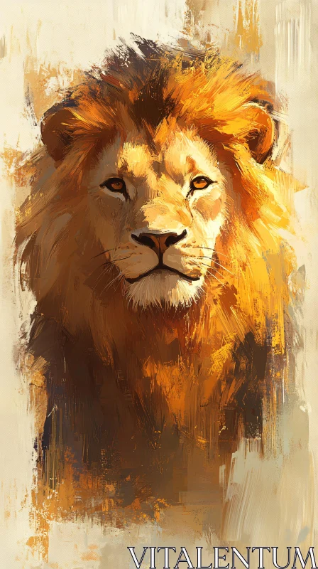 AI ART Regal Lion Painting Canvas