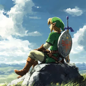 Pensive Hero on Rocky Outcrop
