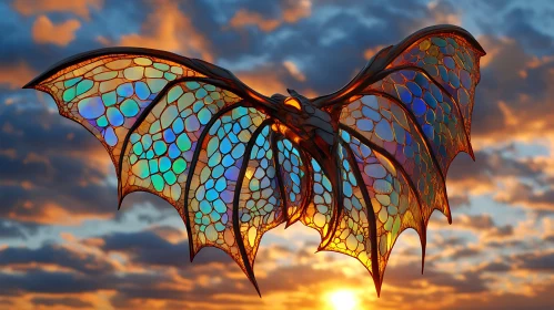 Dragon with Stained Glass Wings