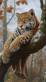 Tranquil Leopard on Tree