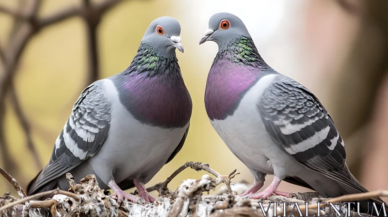 Two Pigeons in Conversation AI Image