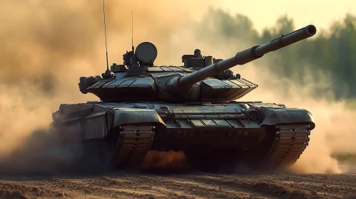 Olive-Drab Tank on the Move