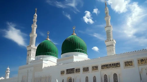 Islamic Mosque with Minarets and Domes