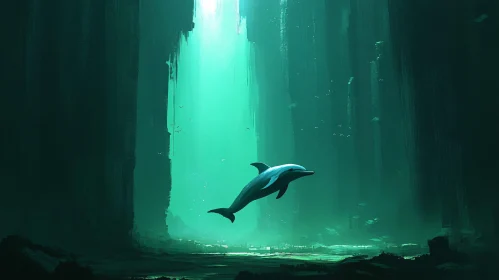 Tranquil Dolphin in Sunlit Depths