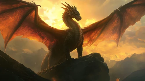 Mythical Dragon at Dusk Artwork
