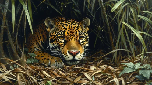 Jaguar Camouflaged in Jungle