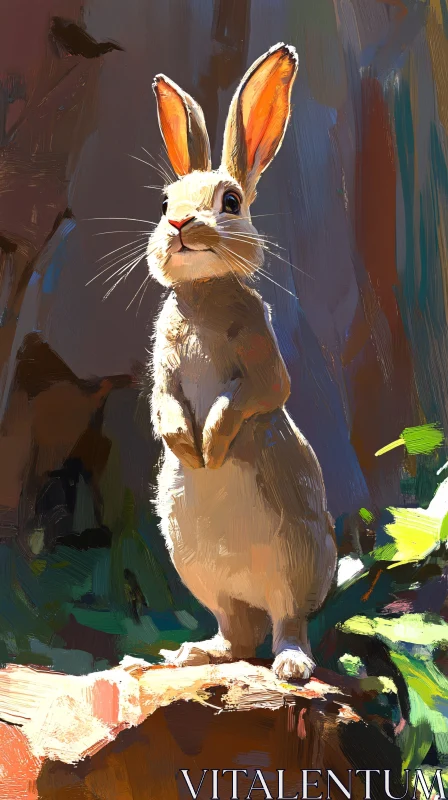 Whimsical Rabbit Painting in Nature AI Image