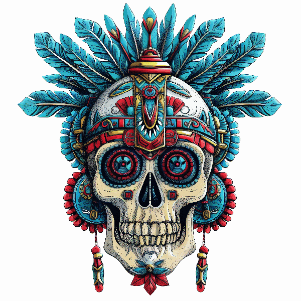 POD Design Ornate Feathered Skull Design