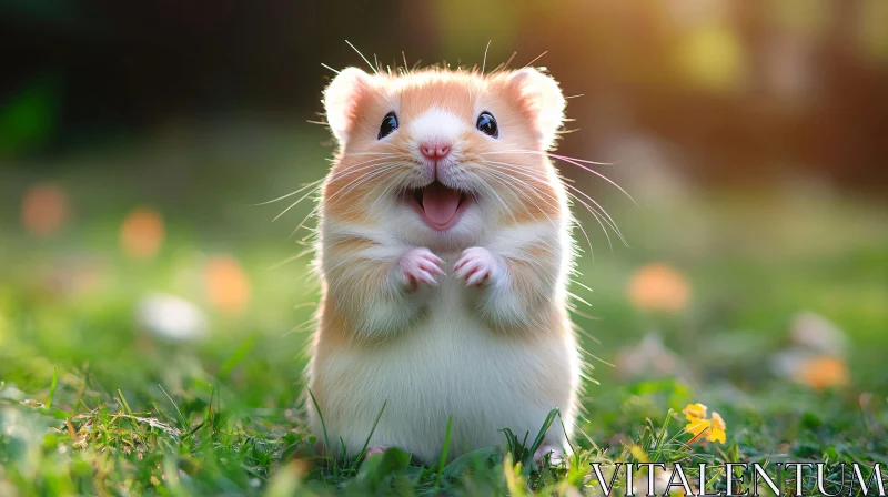 Charming Hamster on Grass AI Image