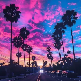 Palm Trees Silhouette at Sunset