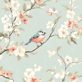 Spring Blooms and Bird Harmony